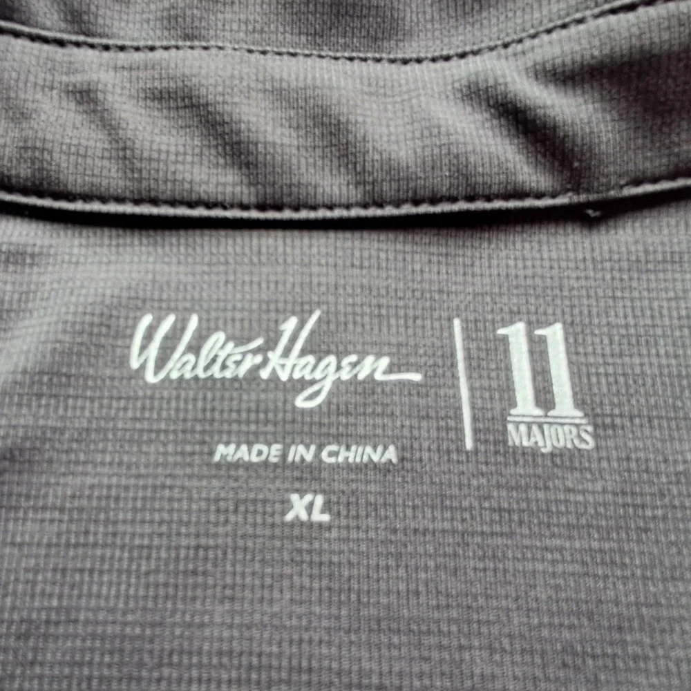 Walter Hagen 11 Majors Mens XL Gray‎ Long Sleeve Golf Polo Shirt Polyester Solid